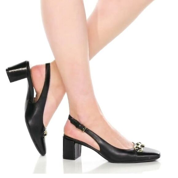 NATURALIZER Keeley Slingback Pumps Women's Shoes In Black Leather - Picture 3 of 11